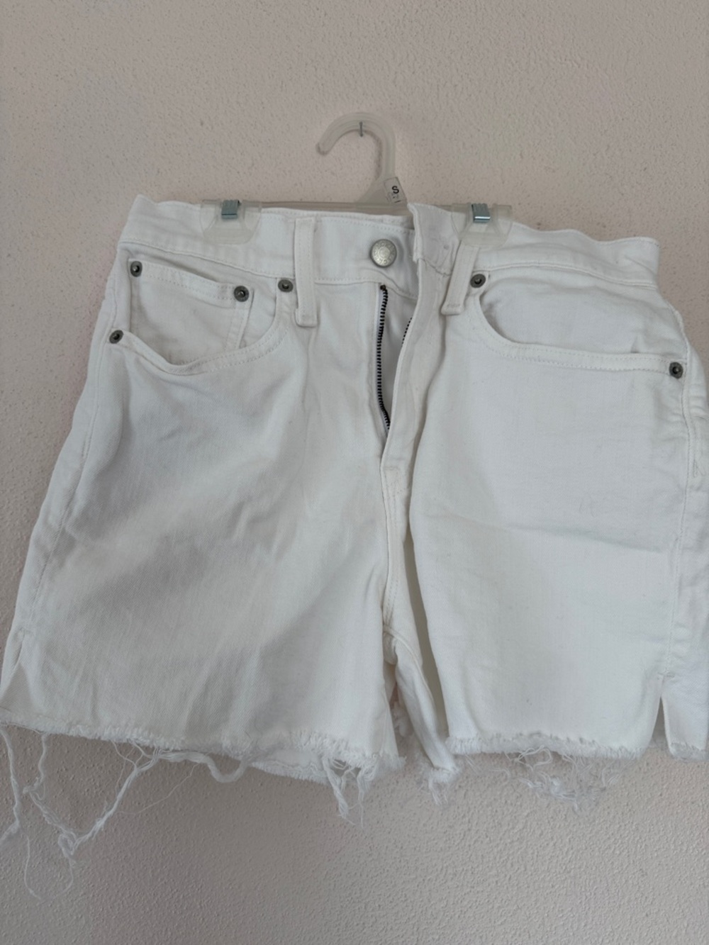 J. Crew White Denim Cutoff Shorts with Frayed Hem size 25